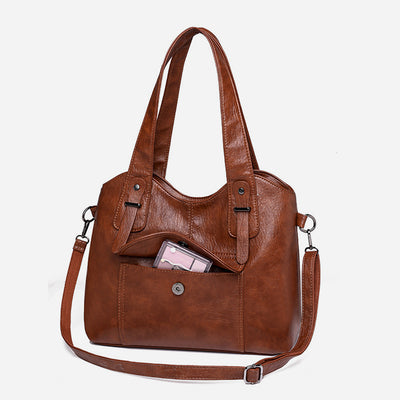 Lightweight Tote Detachable Strap Leather Underarm Bag For Women Commuter