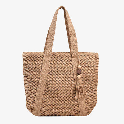 Large Capacity Tote For Women Summer Vacation Straw Shoulder Bag