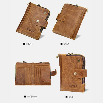 Genuine Leather Anti-theft Retro Wallet With Chain