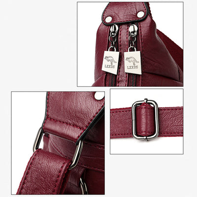 Double Compartment Crossbody Bag For Women Simple Elegant Leather Purse