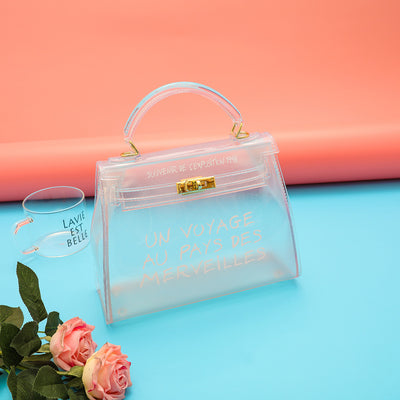 Transparent Top Handle Bag Bright Color Crossbody Handbag For Women