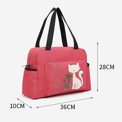Multifunctional Cat Printing Canvas Handbag