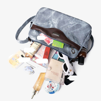 Retro Crossbody Bag Womens Color Matching Short Travel Leather Purse