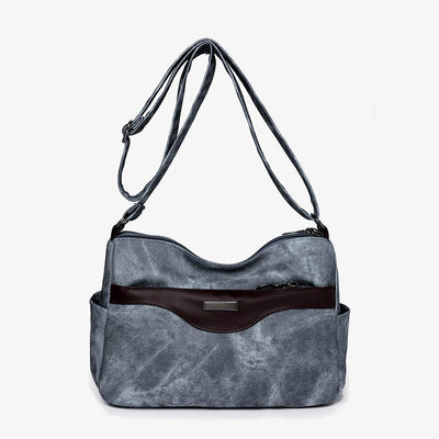 Retro Crossbody Bag Womens Color Matching Short Travel Leather Purse