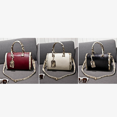 Snakeskin Grain Top Handbag For Lady Vegan Leather Crossbody Bag