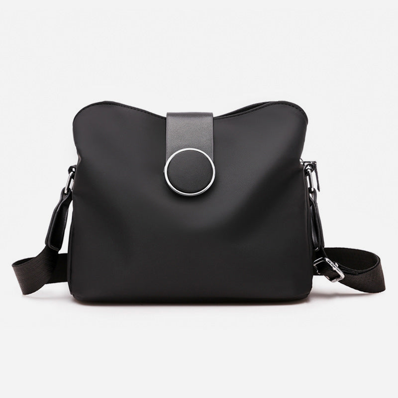 Triple Compartment Nylon Purse For Women Solid Color Crossbody Bag