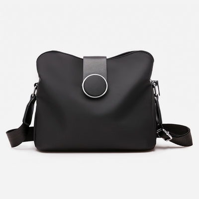 Triple Compartment Nylon Purse For Women Solid Color Crossbody Bag