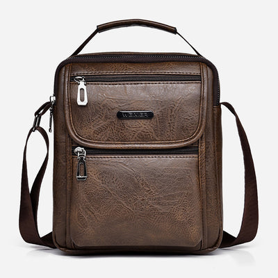 Portable Messenger Bag For Men Business Vegan Leather Shoulder Bag
