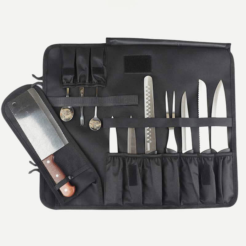 Chef Knife Roll Bag Kitchen Utensil Organizer Padded and Holds Handbag