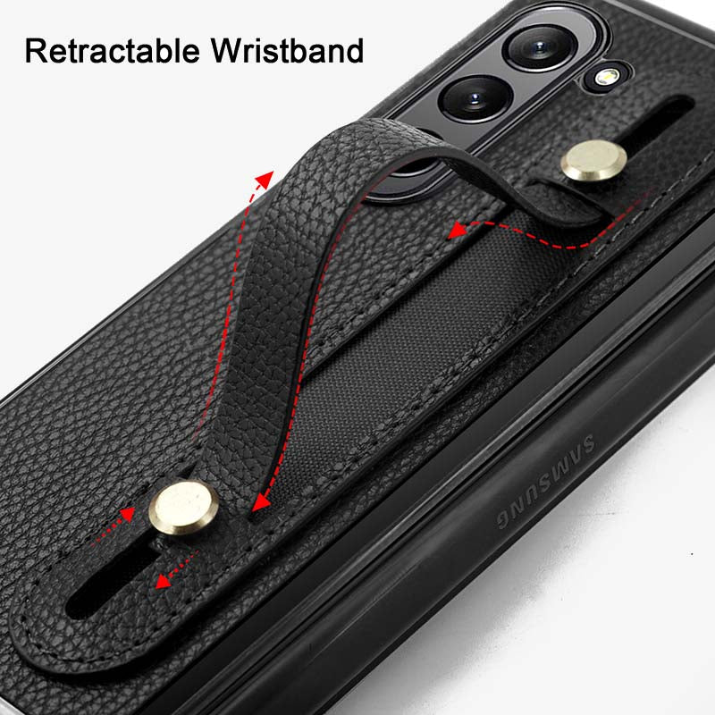 Samsung Fold Wrist Strap Foldable Anti Drop Leather Phone Case