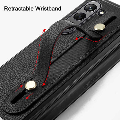 Samsung Fold Wrist Strap Foldable Anti Drop Leather Phone Case