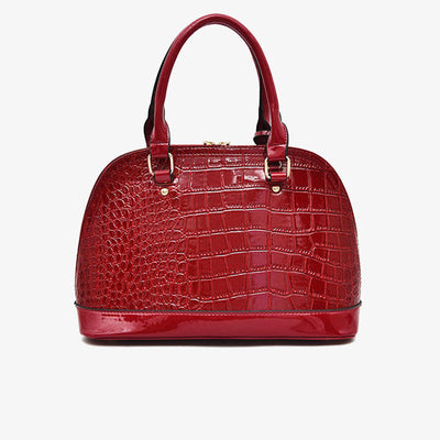 Crocodile Grain Crossbody Bag Stylish Shell Shape Top Handbag