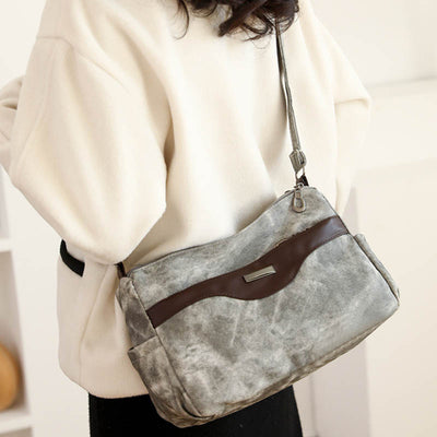 Retro Crossbody Bag Womens Color Matching Short Travel Leather Purse