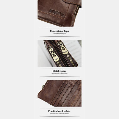 Genuine Leather Anti-theft Retro Wallet With Chain