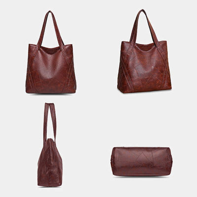 Large Capacity Women's Faux Leather Tote Shoulder Purse Casual Handbag