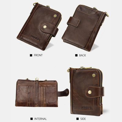 Genuine Leather Anti-theft Retro Wallet With Chain