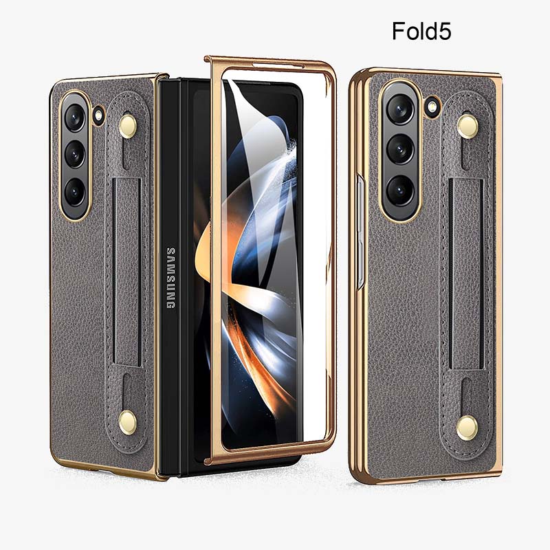 Samsung Fold Wrist Strap Foldable Anti Drop Leather Phone Case