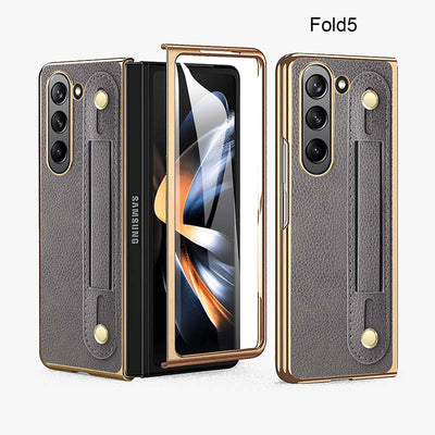 Samsung Fold Wrist Strap Foldable Anti Drop Leather Phone Case