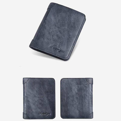 Retro Leather Wallet for Men Filp Bifold Short Wallet with Multi-Slot