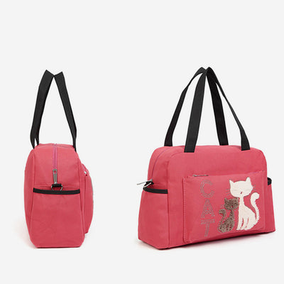 Multifunctional Cat Printing Canvas Handbag