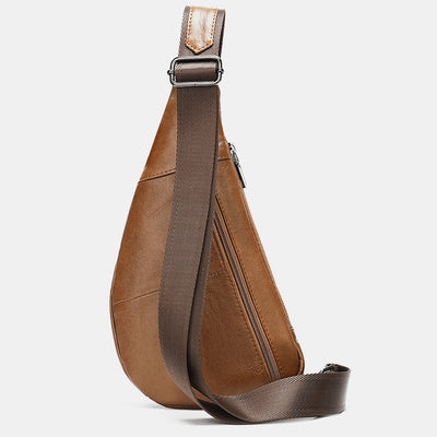 Multi-Pocket Genuine Leather Sling Bag