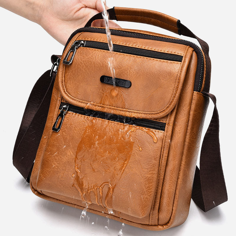 Portable Messenger Bag For Men Business Vegan Leather Shoulder Bag