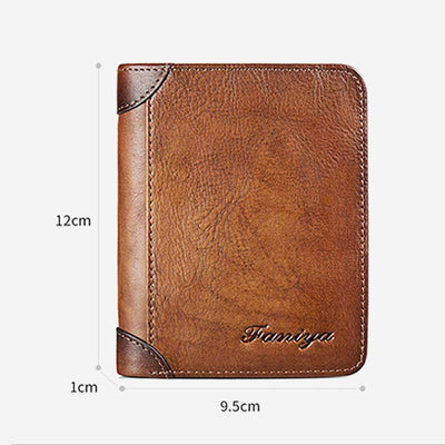 Retro Leather Wallet for Men Filp Bifold Short Wallet with Multi-Slot
