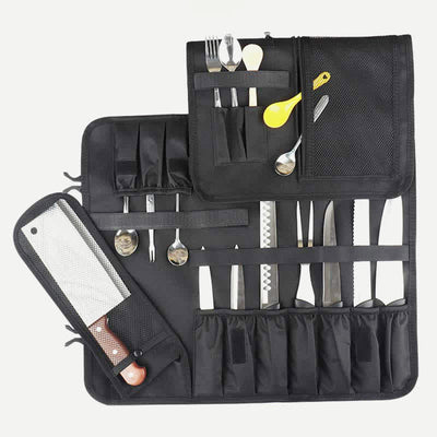 Chef Knife Roll Bag Kitchen Utensil Organizer Padded and Holds Handbag