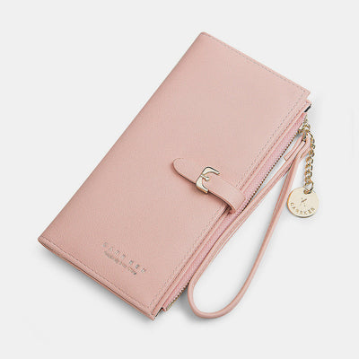 Multi-slot Solid Retro Purse With Wrist Band