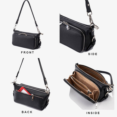 Double Compartment Underarm Phone Bag For Dating Crossbody Leather Purse