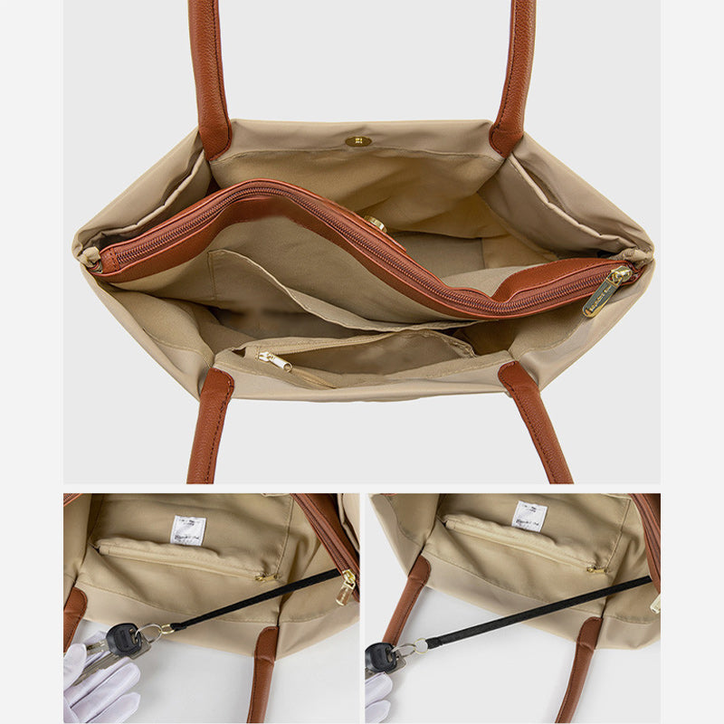 Triple Compartment Tote For Women Minimalist Lightweight Large Underarm Bag