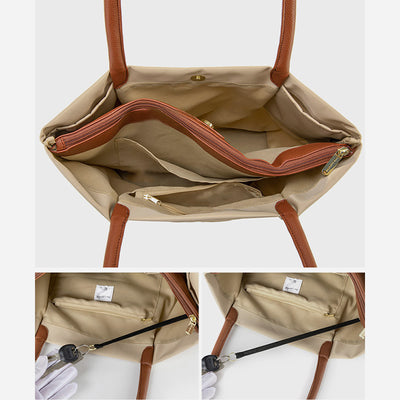 Triple Compartment Tote For Women Minimalist Lightweight Large Underarm Bag