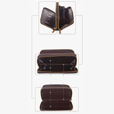 Long Floral Rose Clutch For Women Elegant Double Zipper Wallet