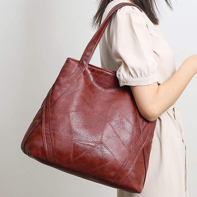 Large Capacity Women's Faux Leather Tote Shoulder Purse Casual Handbag