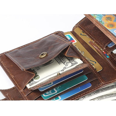 Large Capacity RFID Multi-Slot Vintage Wallet