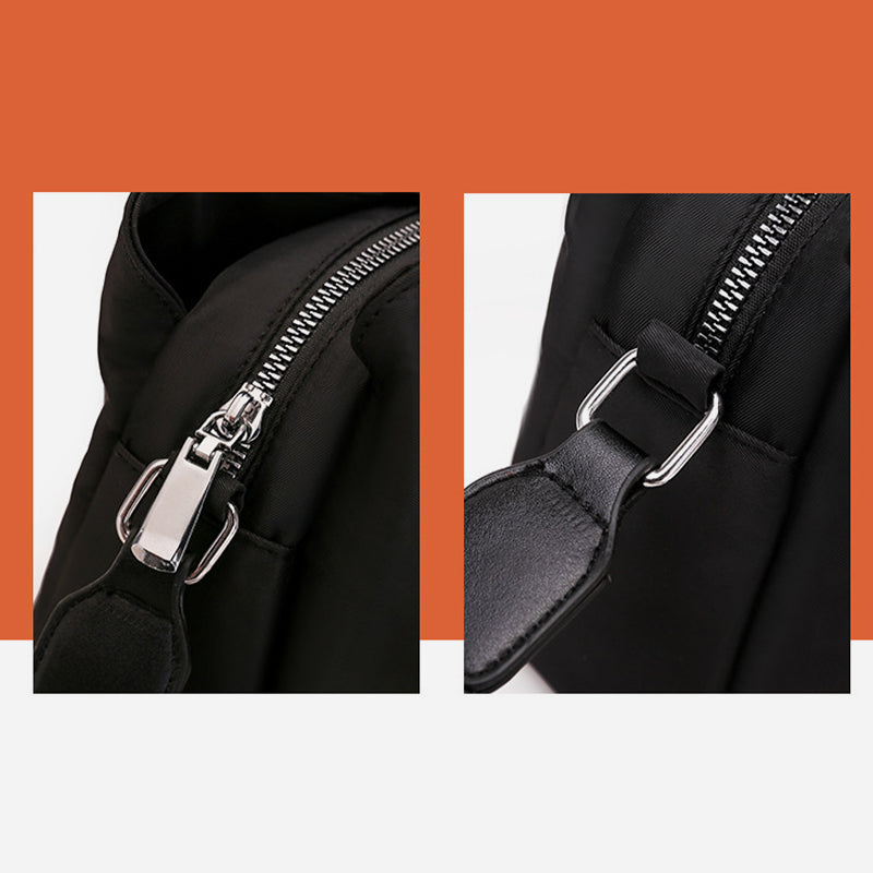 Triple Compartment Nylon Purse For Women Solid Color Crossbody Bag