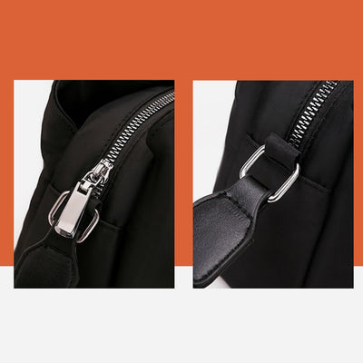 Triple Compartment Nylon Purse For Women Solid Color Crossbody Bag