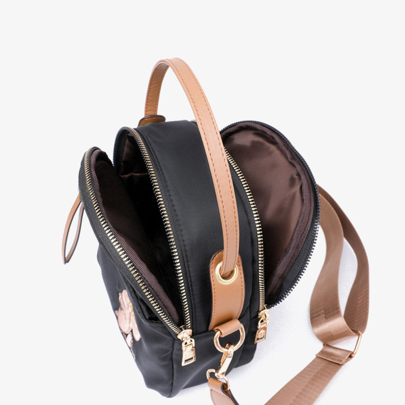 Squirrel Embroidery Oxford Phone Bag For Women Lightweight Crossbody Bag