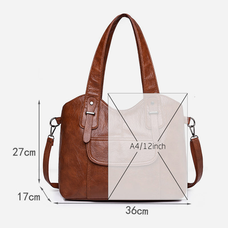 Lightweight Tote Detachable Strap Leather Underarm Bag For Women Commuter
