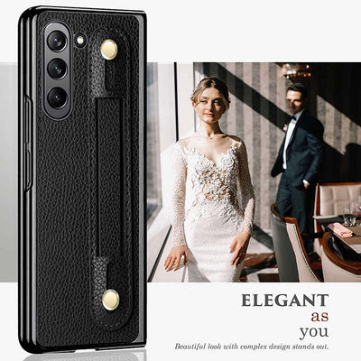 Samsung Fold Wrist Strap Foldable Anti Drop Leather Phone Case