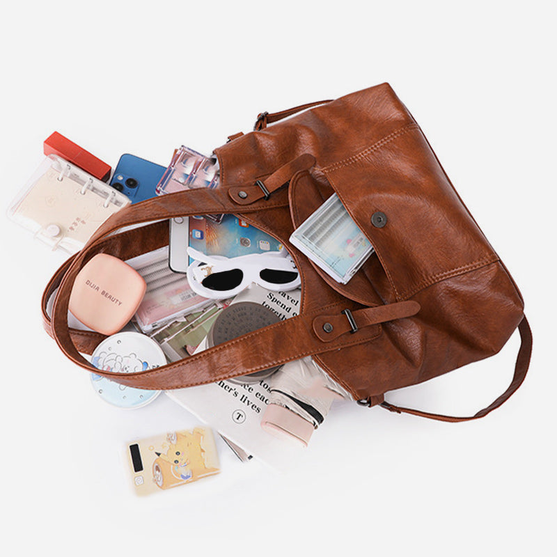 Lightweight Tote Detachable Strap Leather Underarm Bag For Women Commuter