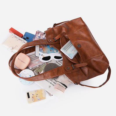 Lightweight Tote Detachable Strap Leather Underarm Bag For Women Commuter