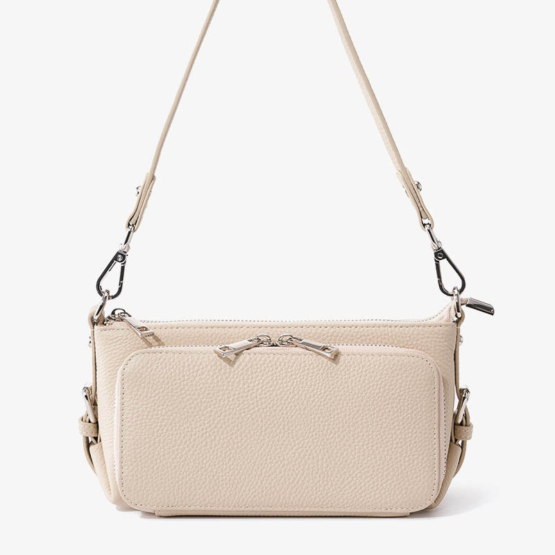 Double Compartment Underarm Phone Bag For Dating Crossbody Leather Purse