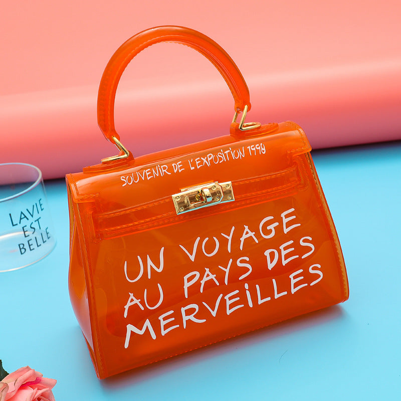 Transparent Top Handle Bag Bright Color Crossbody Handbag For Women