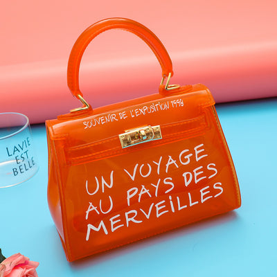 Transparent Top Handle Bag Bright Color Crossbody Handbag For Women