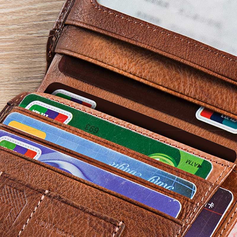 Retro Leather Wallet for Men Filp Bifold Short Wallet with Multi-Slot