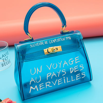 Transparent Top Handle Bag Bright Color Crossbody Handbag For Women