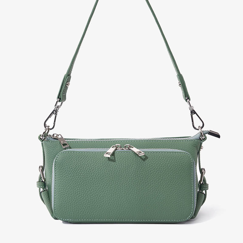 Double Compartment Underarm Phone Bag For Dating Crossbody Leather Purse