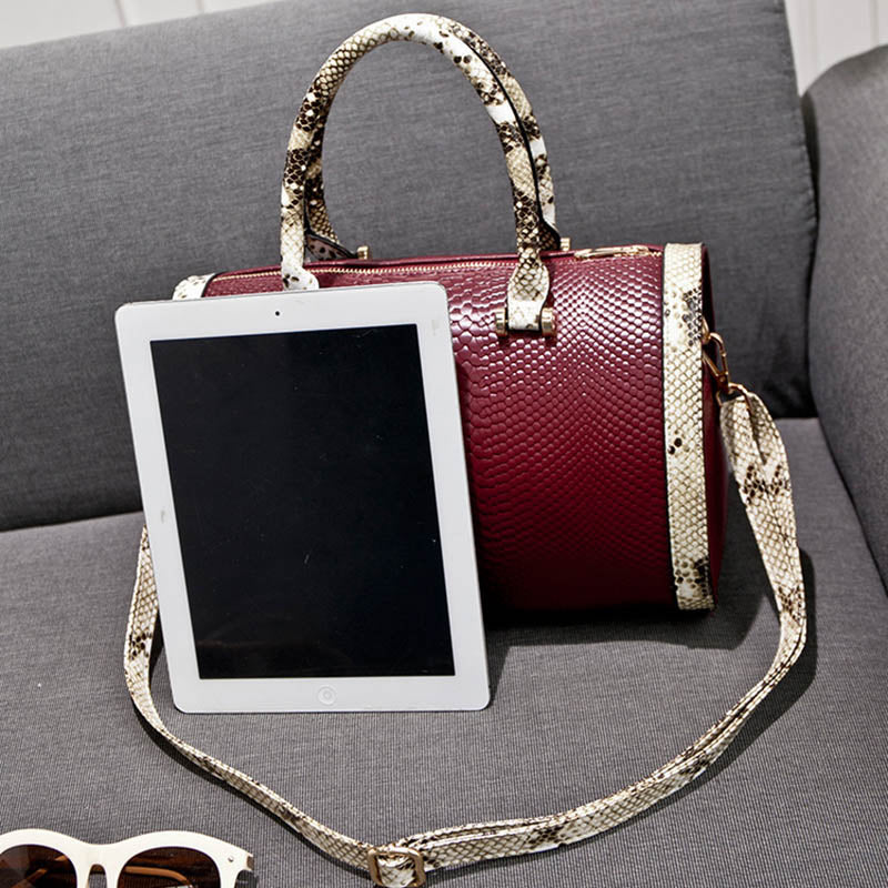 Snakeskin Grain Top Handbag For Lady Vegan Leather Crossbody Bag