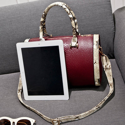 Snakeskin Grain Top Handbag For Lady Vegan Leather Crossbody Bag